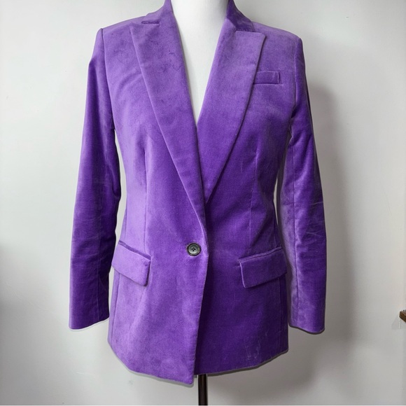 J. Crew Jackets & Blazers - J. Crew Women's Willa Purple Stretch Velvet Blazer Jacket Size 4P